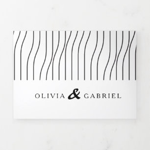 Simple black white Stylish wedding Tri-Fold Invitation