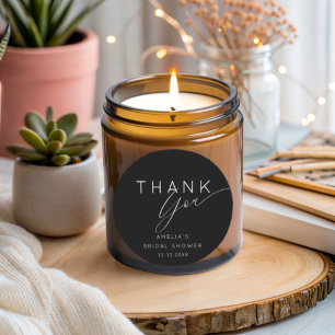Simple Black & White Thank You Bridal Shower Classic Round Sticker
