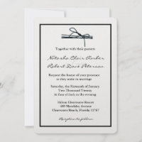 Simple Black White Tie The Knot Wedding Invite