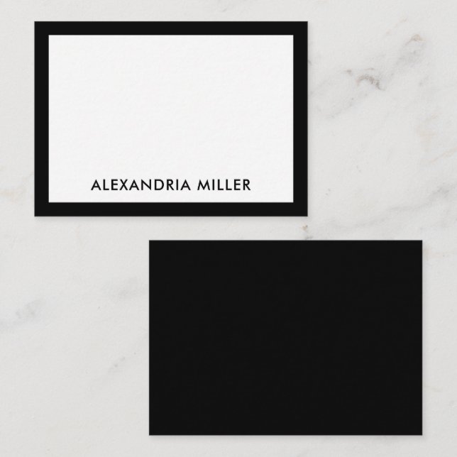 Simple Black White Typographic Name Note Card (Front/Back)