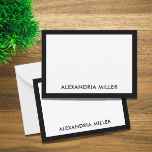 Simple Black White Typographic Name Note Card