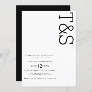 Simple Black White Typography Bold Wedding Invitation