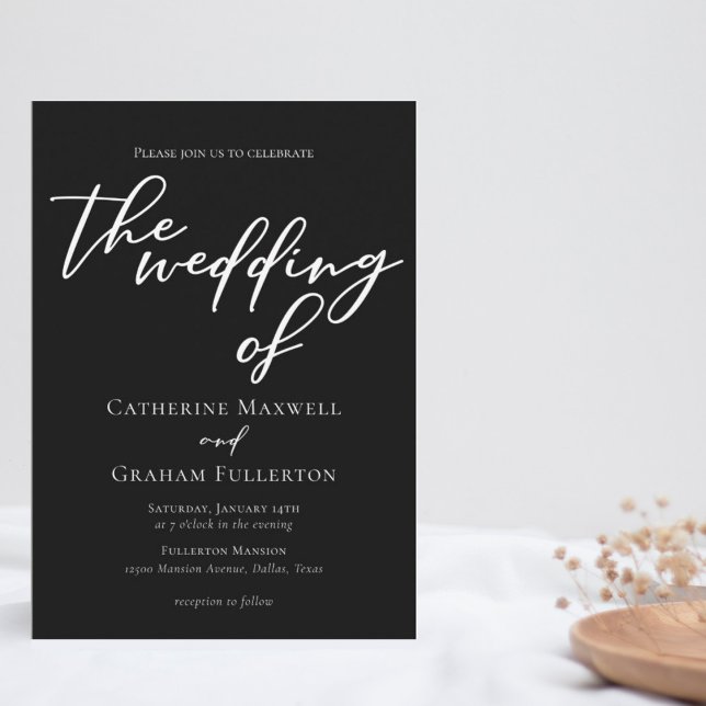 Simple Black White Typography Chic Winter Wedding Invitation (Creator Uploaded)