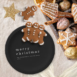 Simple Black White Typography Merry Christmas Paper Plate<br><div class="desc">Simple Black White Typography Merry Christmas. Fully customisable Minimalist contemporary style for your holiday party,  with your greeting larger in stylish lowercase with your names beneath. Easily personalise the text to your own details. Change text and background colours if you wish via he edit further option.</div>