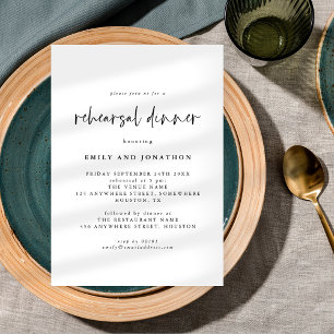Simple Black White Typography Rehearsal Dinner Invitation
