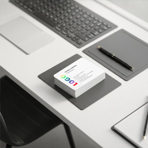Simple Black, White Vertical Logo Business Card