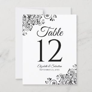 Simple Black & White Wedding Bar Menu Table Number