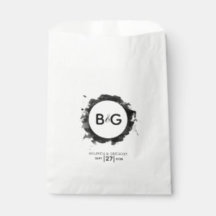 Simple Black White Wedding   Favour Bag