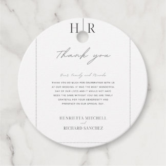 Simple Black & White wedding favour tag