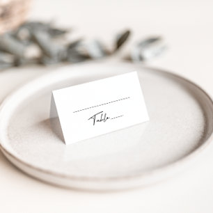 Simple Black & White Wedding Folded Place Card