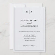 Simple Black & White wedding Invitation card