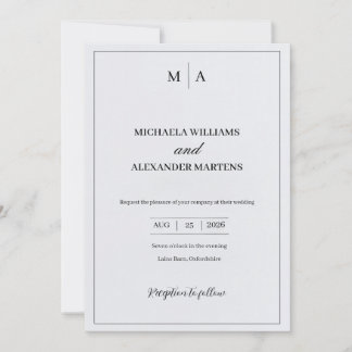 Simple Black & White wedding Invitation card