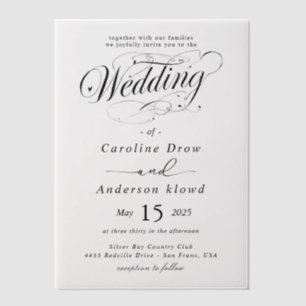 Simple Black & White wedding  Overlay Vellum Invitations