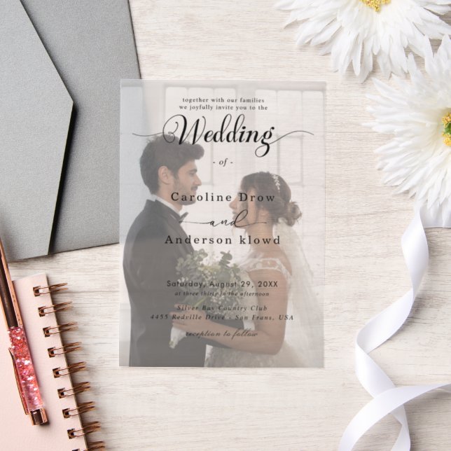 Simple Black & White wedding  Overlay Vellum Invitations (Wedding)