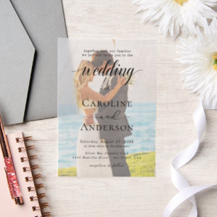Simple Black & White wedding  Overlay Vellum Invitations
