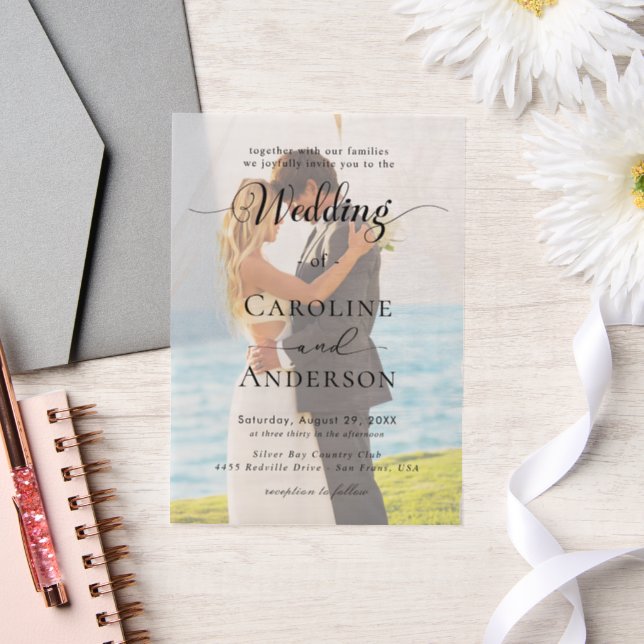 Simple Black & White wedding  Overlay Vellum Invitations (Wedding)