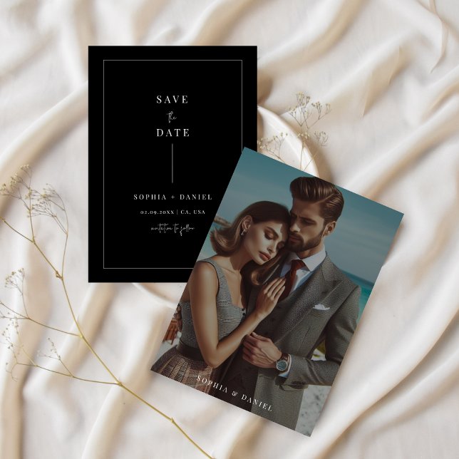 Simple Black & White Wedding Photo Overlay Save The Date (Creator Uploaded)