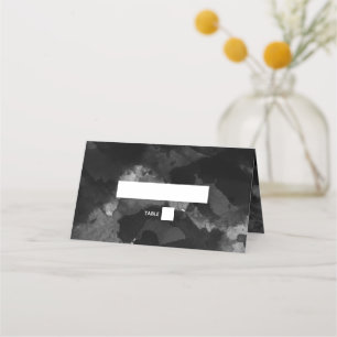 Simple Black White Wedding Place Card