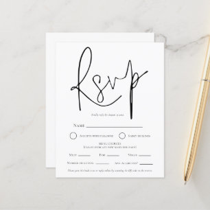 Simple Black White Wedding QR Meal Choice RSVP