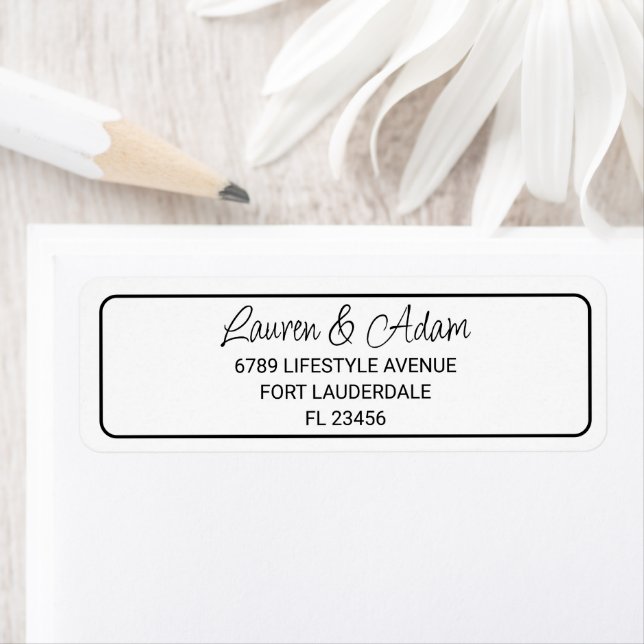 Simple Black & White Wedding Return Address Label (Insitu)