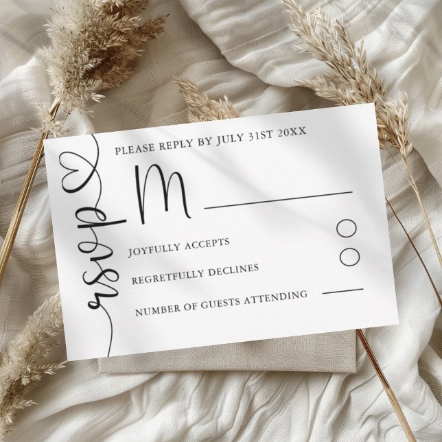 Simple Black & White Wedding RSVP Card (Creator Uploaded)
