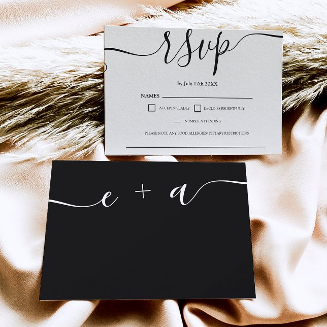 Simple black white wedding rsvp monogram (Creator Uploaded)