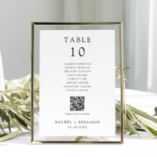 Simple Black White Wedding Seating Chart QR Code