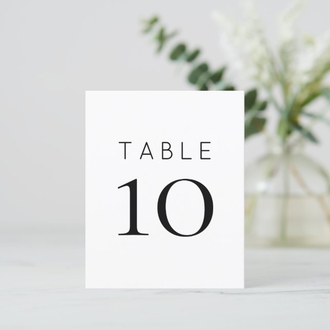 Simple Black White Wedding Table Number (Standing Front)