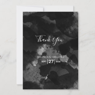 Simple Black White Wedding Thank You Card