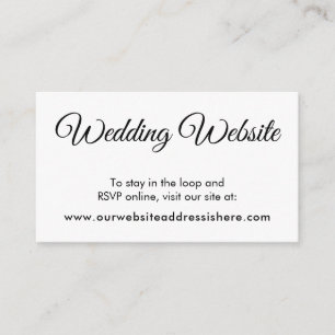 Simple Black White Wedding Website Enclosure Cards