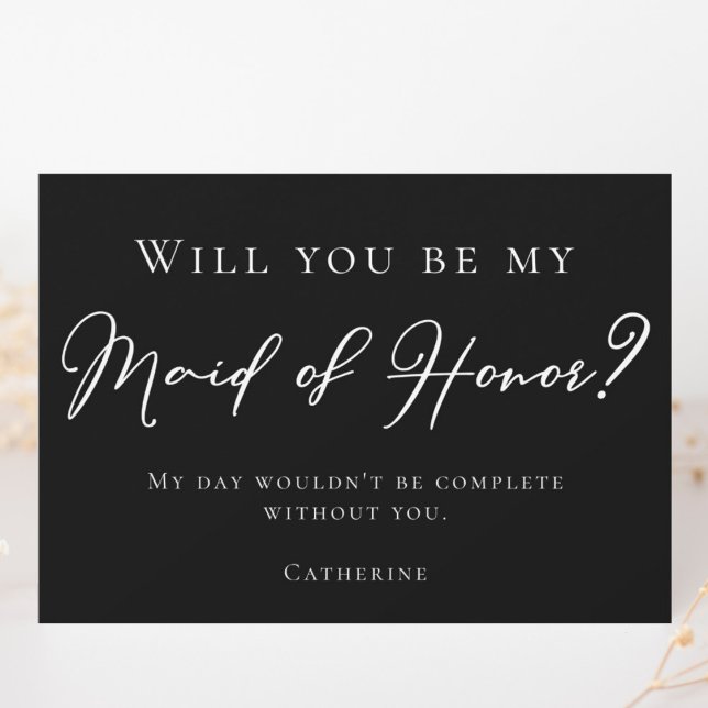 Simple Black White Will You Be My Maid of Honour Invitation (Creator Uploaded)