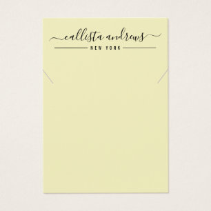 Simple Black Yellow Script Necklace Display Card