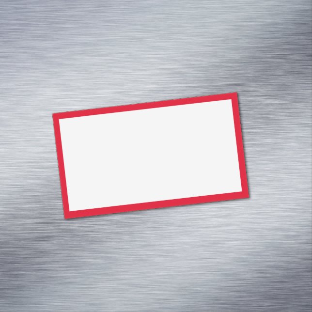 Simple Blank White and Bright Red Border Magnetic Business Card (In Situ)