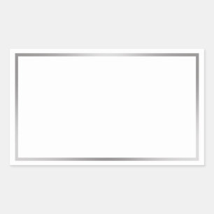 Simple Blank White and Silver Look Border Rectangular Sticker