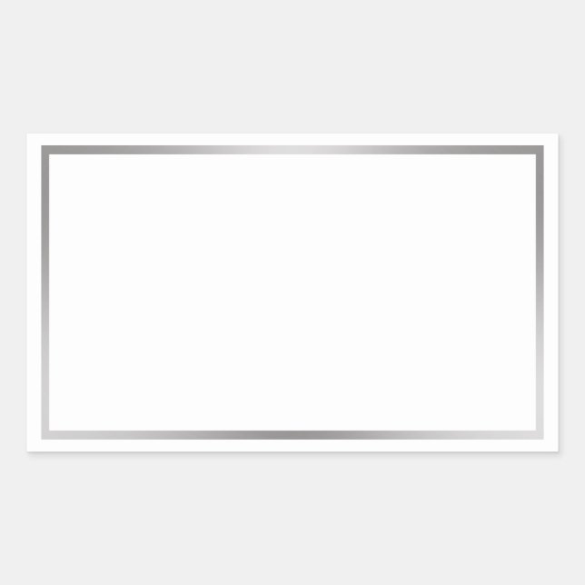 Simple Blank White and Silver Look Border Rectangular Sticker (Front)