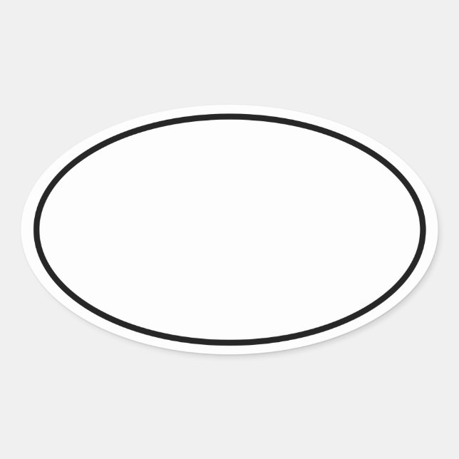 Simple Blank White with Black Border Oval Sticker (Front)