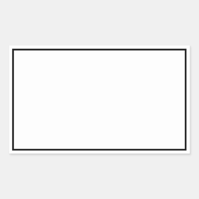 Simple Blank White with Black Border Rectangular Sticker (Front)