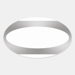 Simple Blank White with Silver Border Oval Sticker