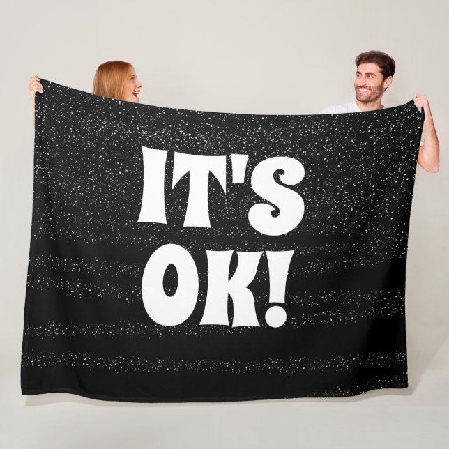 Simple blck white typography modern personalised fleece blanket (In Situ)