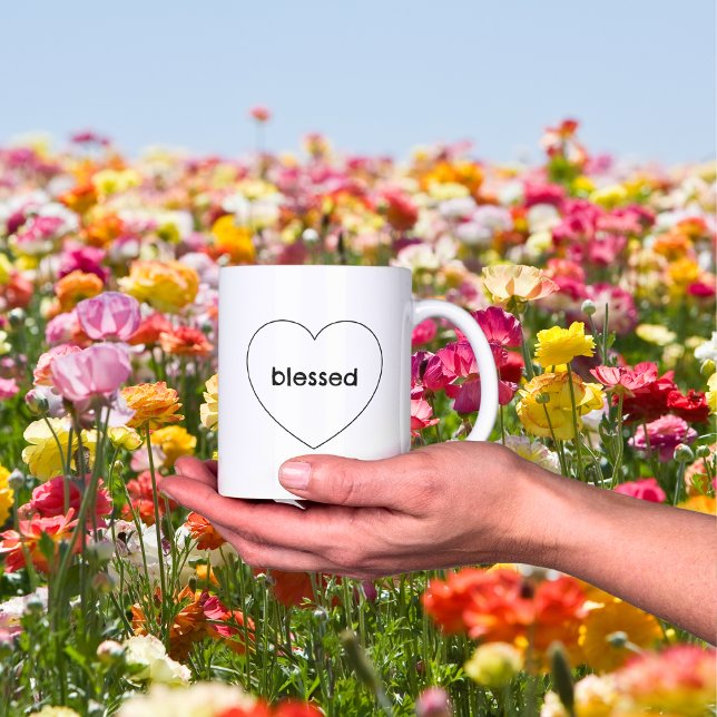 Simple Blessed Heart Christian Coffee Mug (Simple Blessed Heart Mug)