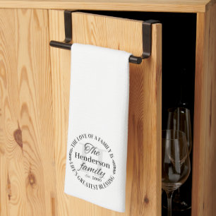 Simple Blessing Family Name Monogram Kitchen Towel