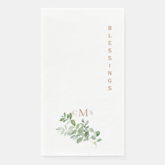 Simple Blessings Monogram Foliage Napkin (Front)