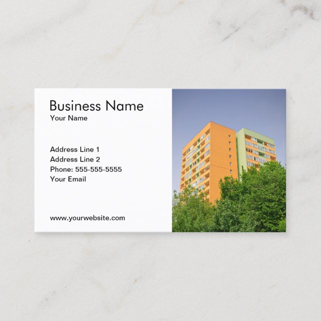 Simple Block of Flats Photo Real Estate Agent Business Card (Front)