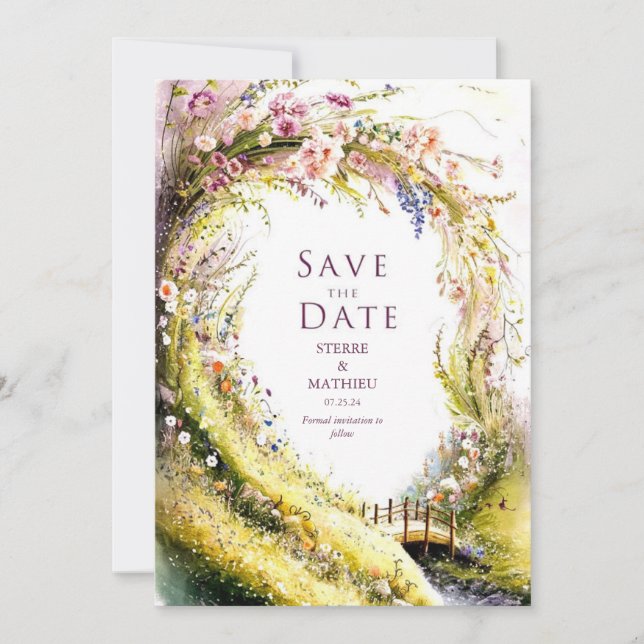 Simple Bloom Wildflower Wedding Save The Date (Front)