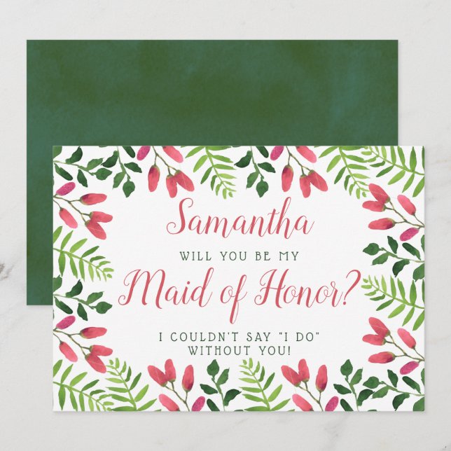 Simple Blossom | Will You Be My Maid Of Honour? Invitation (Front/Back)