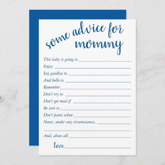 Simple Blue Advice | Cerulean Keepsake Card (Front/Back)
