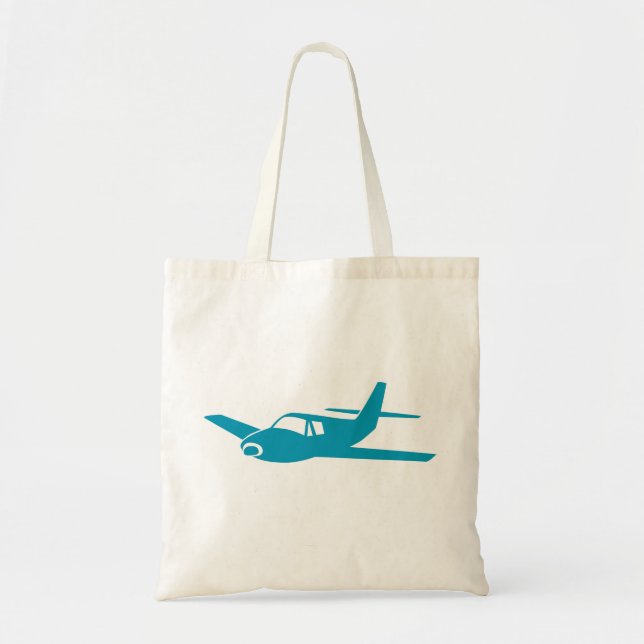 Simple blue aeroplane reusable grocery bag (Front)