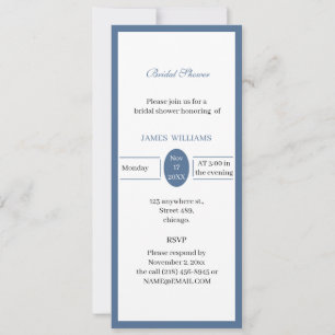 Simple Blue Aesthetic Bridal Shower  Invitation