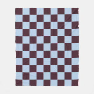 Simple Blue and Burgundy Chic Chequerboard Pattern Fleece Blanket