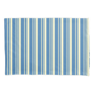 Simple Blue and Cream Vertical Striped Pattern Pillowcase
